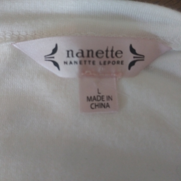 Nanette Lapore White And Pearls Cold Shoulder Blouse Size Large - Picture 6 of 6